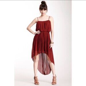 NWT - BCBG Generation Pleated Sleeveless Hi Low Dark Paprika Red Orange Dress